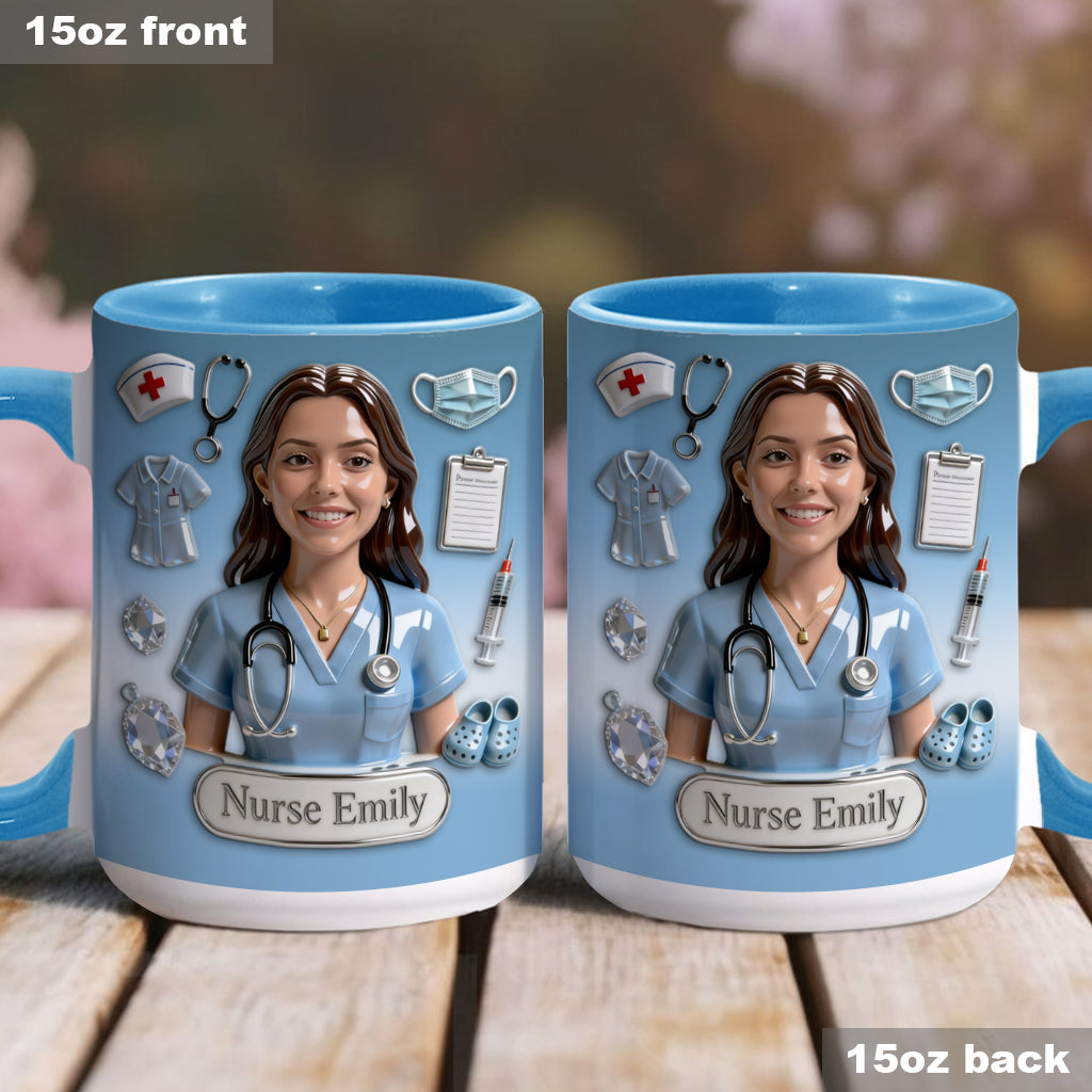 She Works Willingly With Her Hands - Personalized Nurse Accent Mug