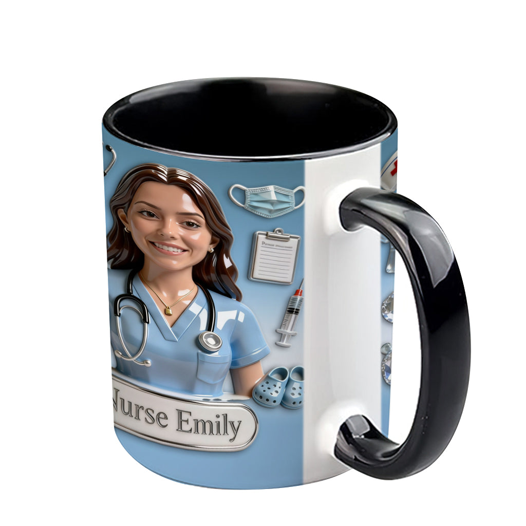 She Works Willingly With Her Hands - Personalized Nurse Accent Mug