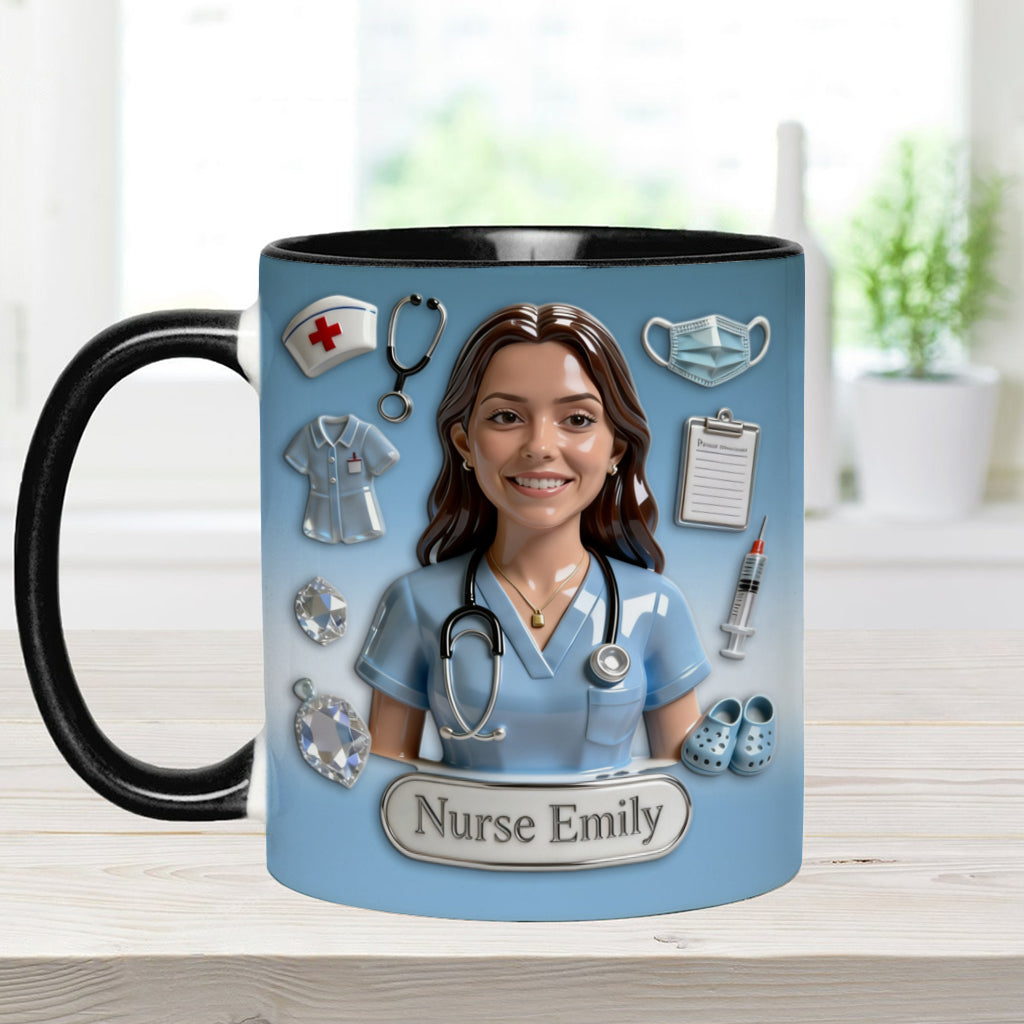 She Works Willingly With Her Hands - Personalized Nurse Accent Mug