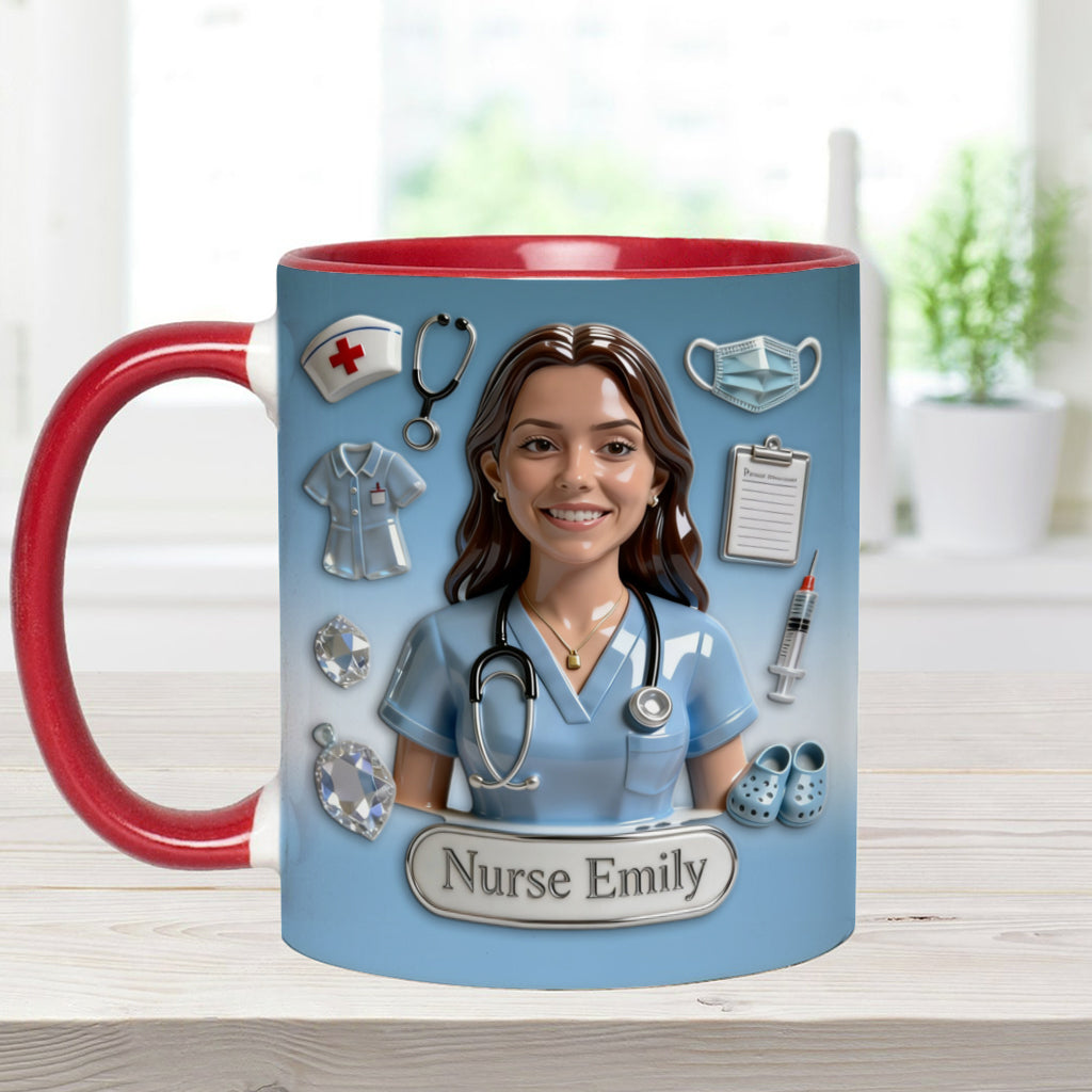 She Works Willingly With Her Hands - Personalized Nurse Accent Mug