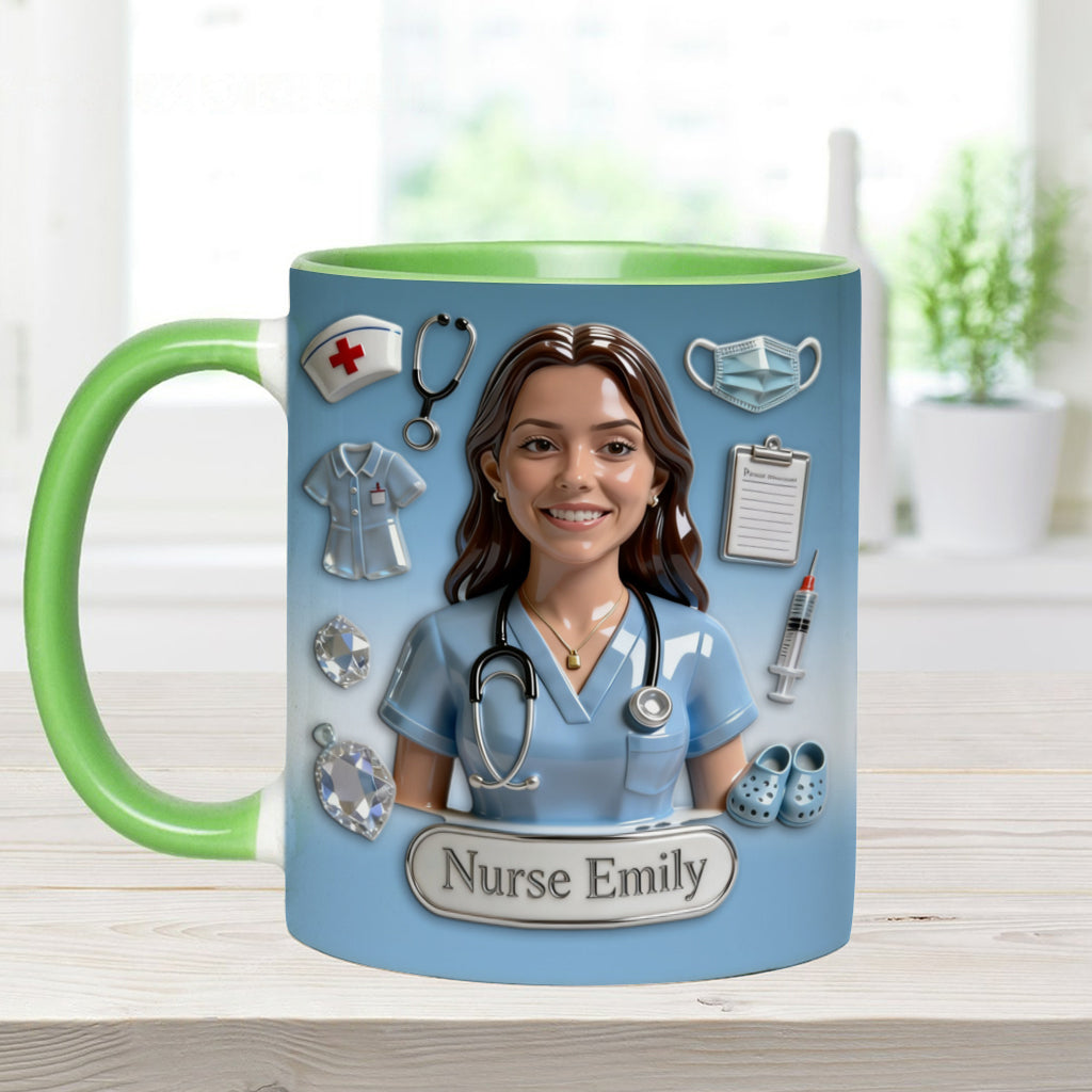 She Works Willingly With Her Hands - Personalized Nurse Accent Mug