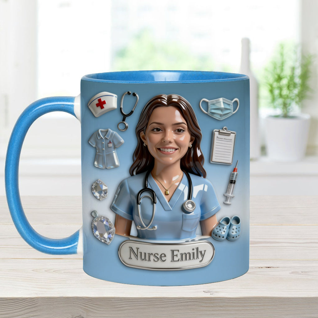 She Works Willingly With Her Hands - Personalized Nurse Accent Mug