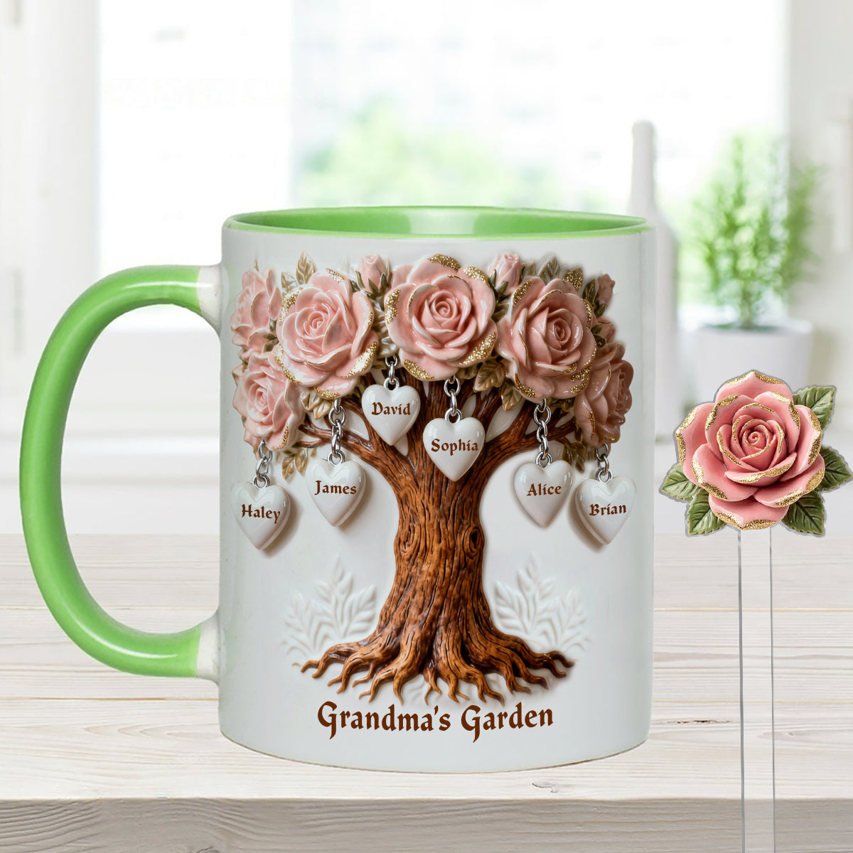 Perfect Gift For Mom, Grandma - Personalized Grandma Set Accent Mug with Acrylic Stirrers
