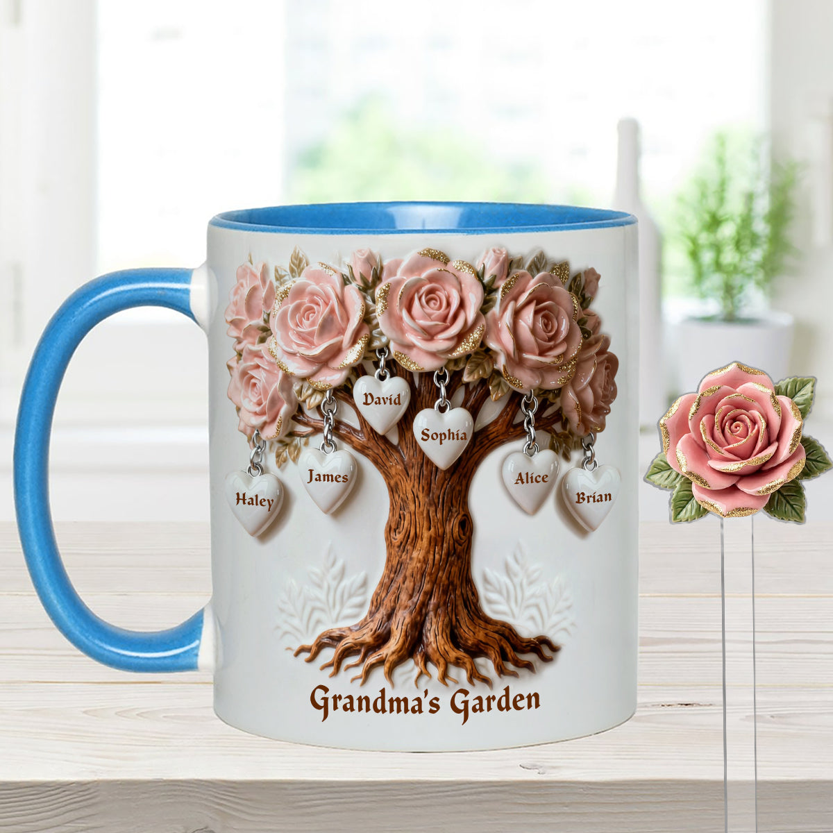 Perfect Gift For Mom, Grandma - Personalized Grandma Set Accent Mug with Acrylic Stirrers