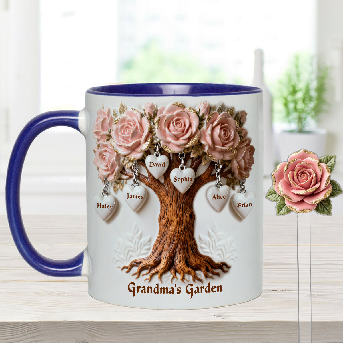 Perfect Gift For Mom, Grandma - Personalized Grandma Set Accent Mug with Acrylic Stirrers