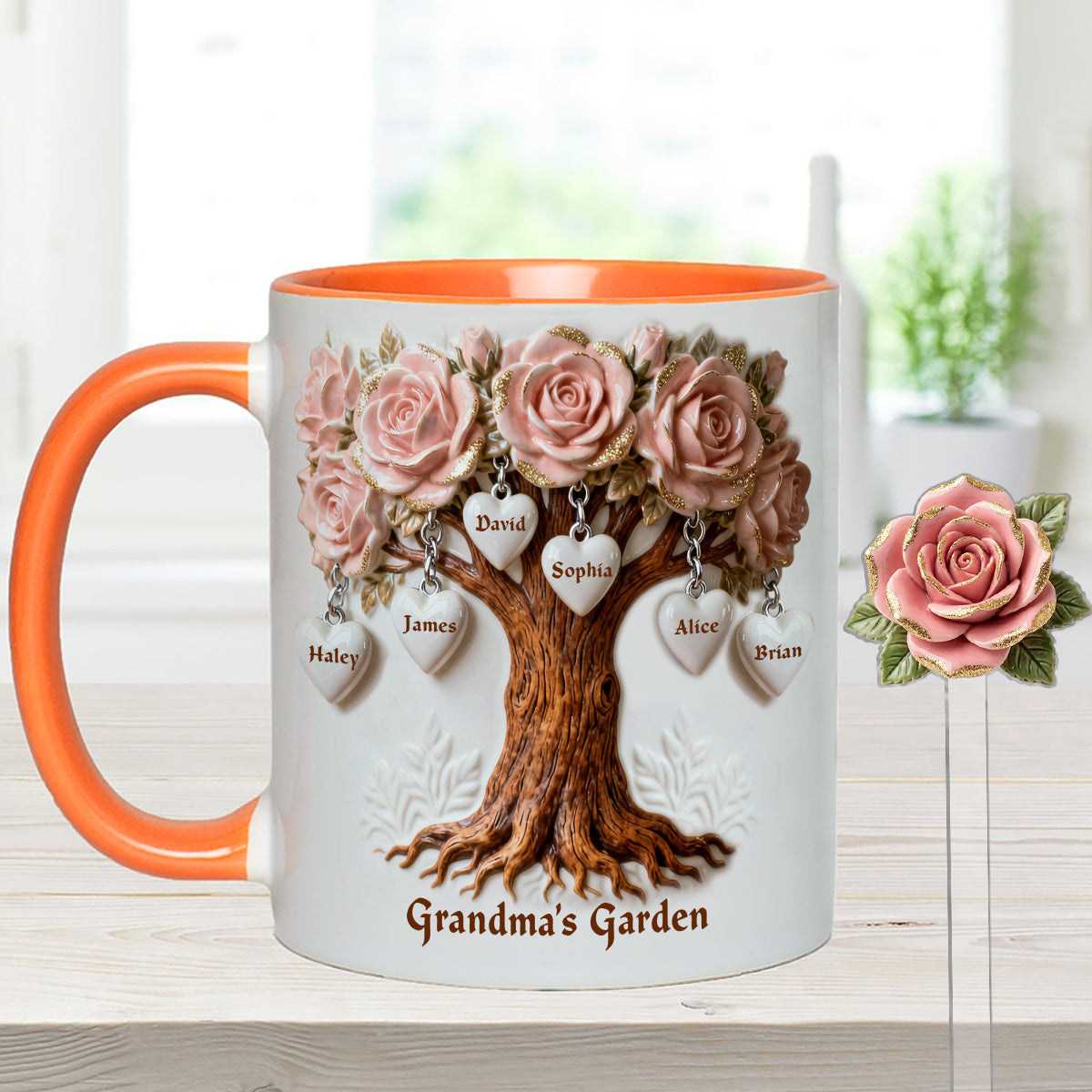 Perfect Gift For Mom, Grandma - Personalized Grandma Set Accent Mug with Acrylic Stirrers