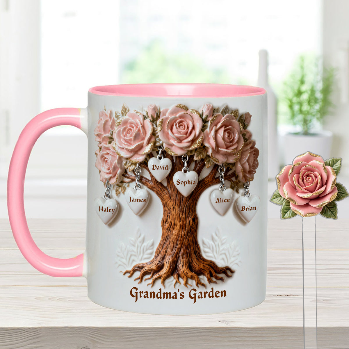 Perfect Gift For Mom, Grandma - Personalized Grandma Set Accent Mug with Acrylic Stirrers