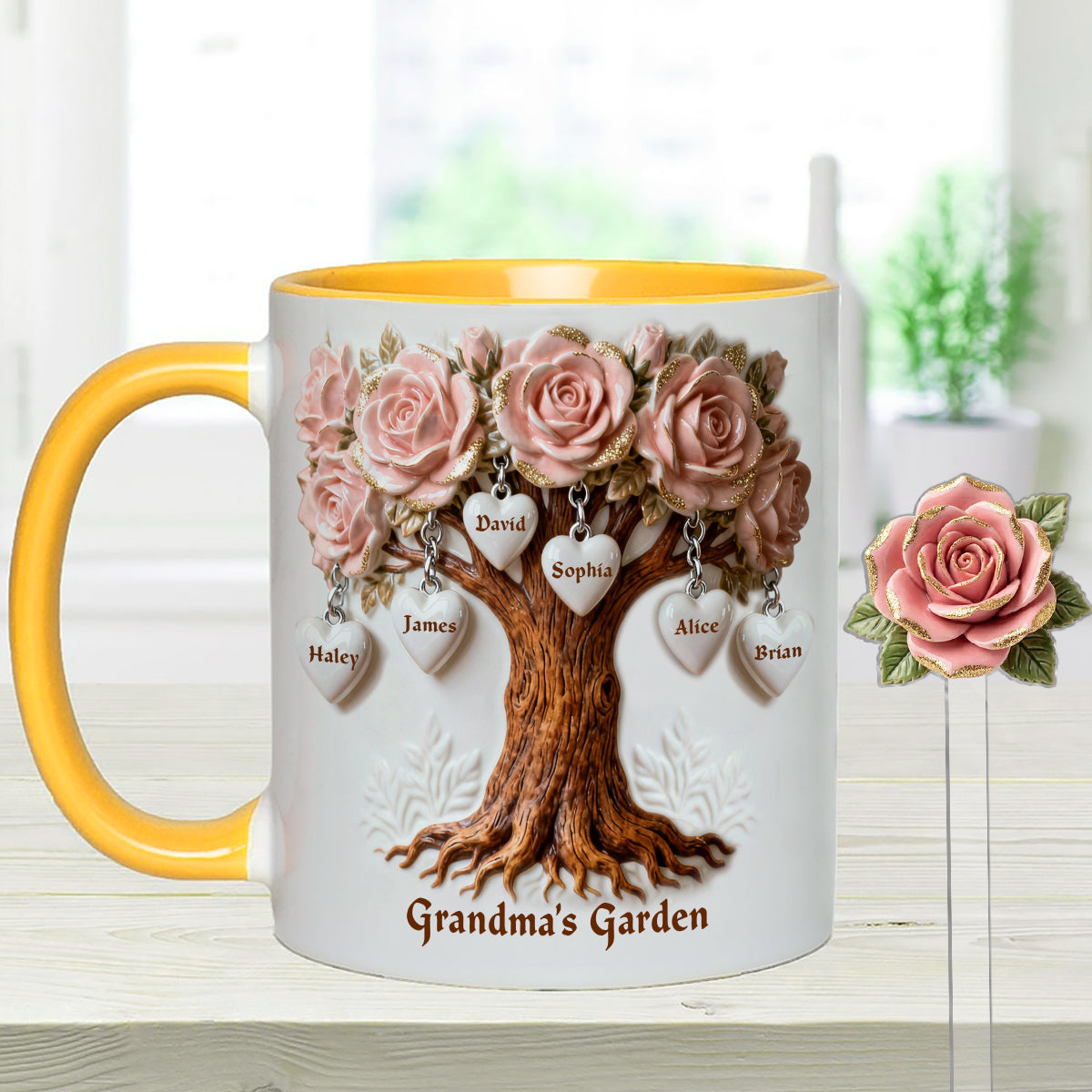 Perfect Gift For Mom, Grandma - Personalized Grandma Set Accent Mug with Acrylic Stirrers