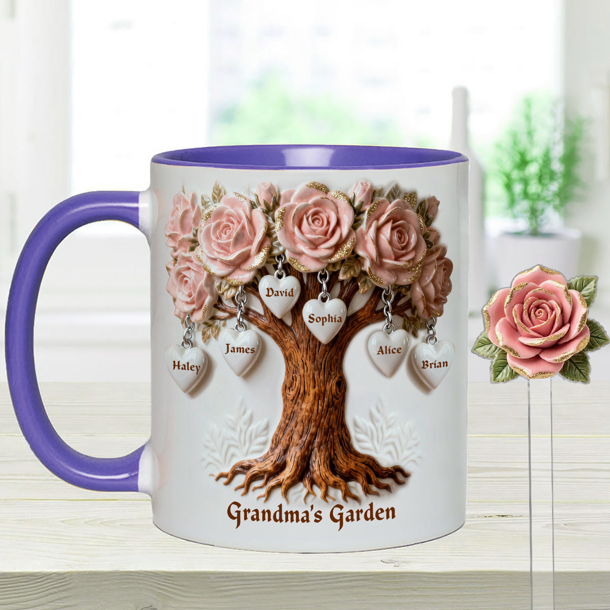 Perfect Gift For Mom, Grandma - Personalized Grandma Set Accent Mug with Acrylic Stirrers