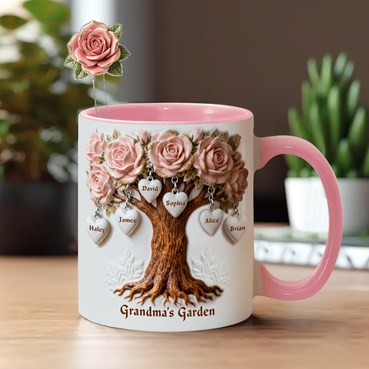 Perfect Gift For Mom, Grandma - Personalized Grandma Set Accent Mug with Acrylic Stirrers