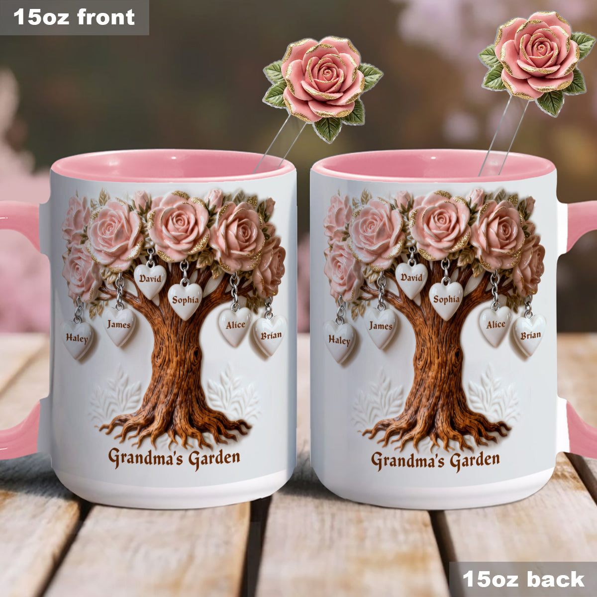 Perfect Gift For Mom, Grandma - Personalized Grandma Set Accent Mug with Acrylic Stirrers