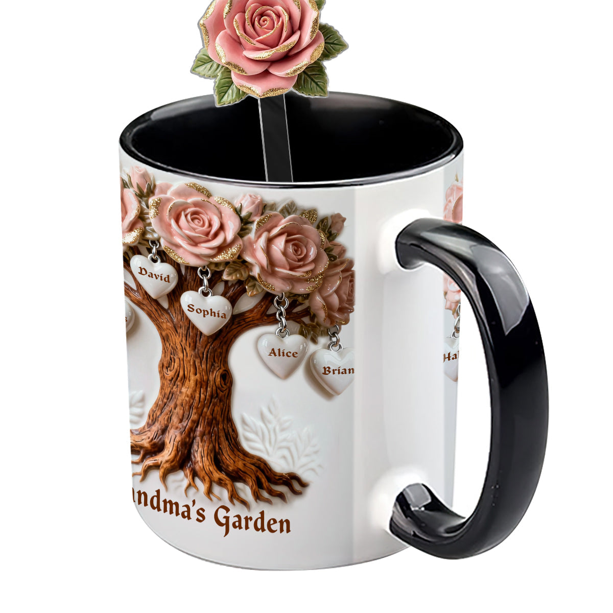 Perfect Gift For Mom, Grandma - Personalized Grandma Set Accent Mug with Acrylic Stirrers