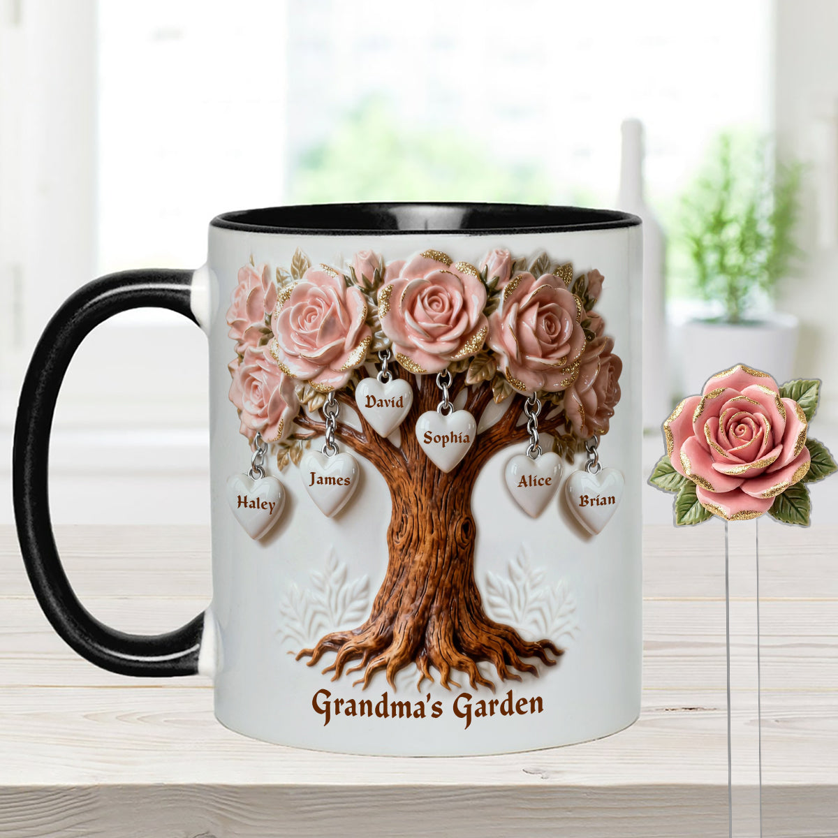 Perfect Gift For Mom, Grandma - Personalized Grandma Set Accent Mug with Acrylic Stirrers