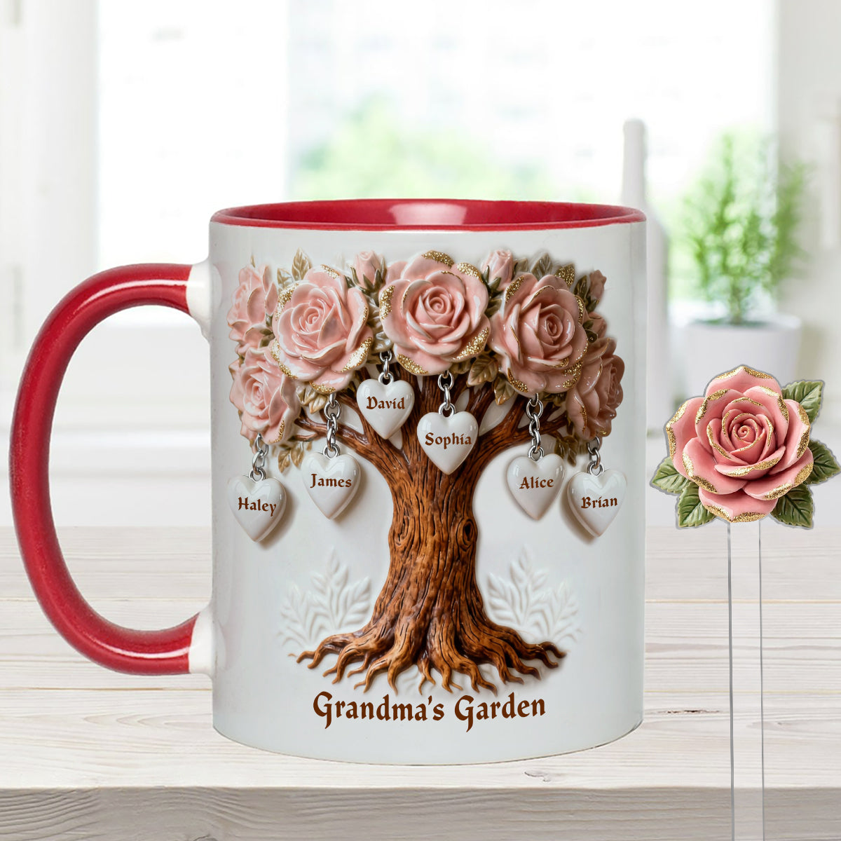 Perfect Gift For Mom, Grandma - Personalized Grandma Set Accent Mug with Acrylic Stirrers