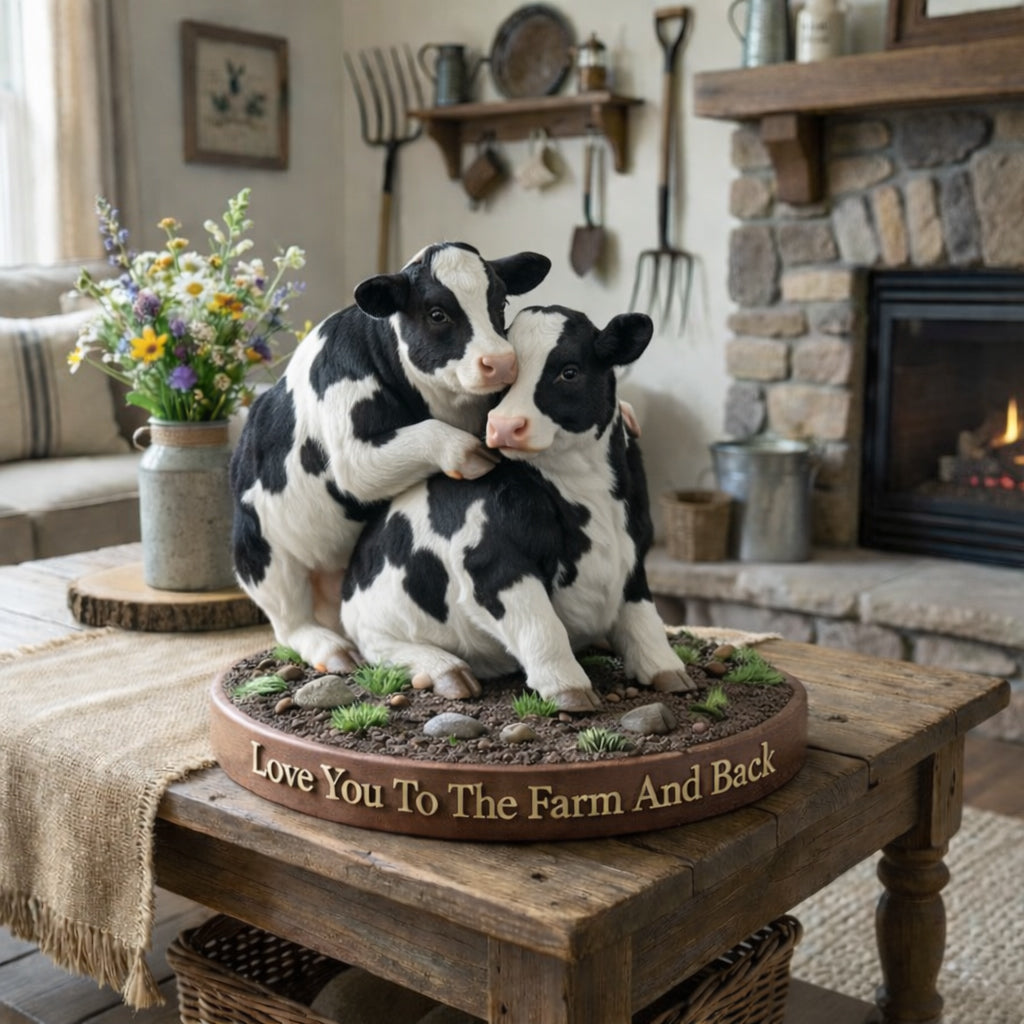 Naughty Cow Couple, Funny Farmer Gift - Personalized Farmer Custom Shaped Acrylic Plaque