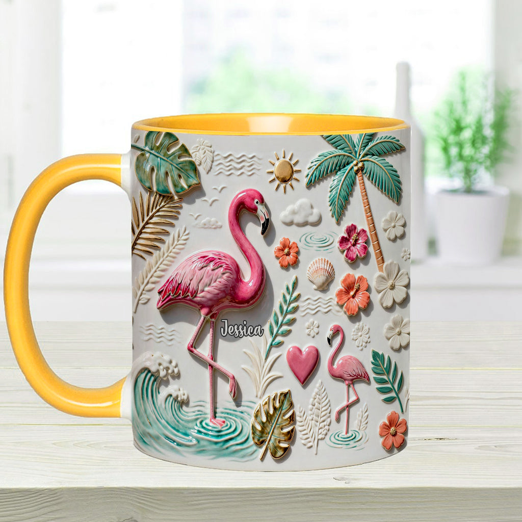 Love Flamingo - Personalized Flamingo Accent Mug & Coaster