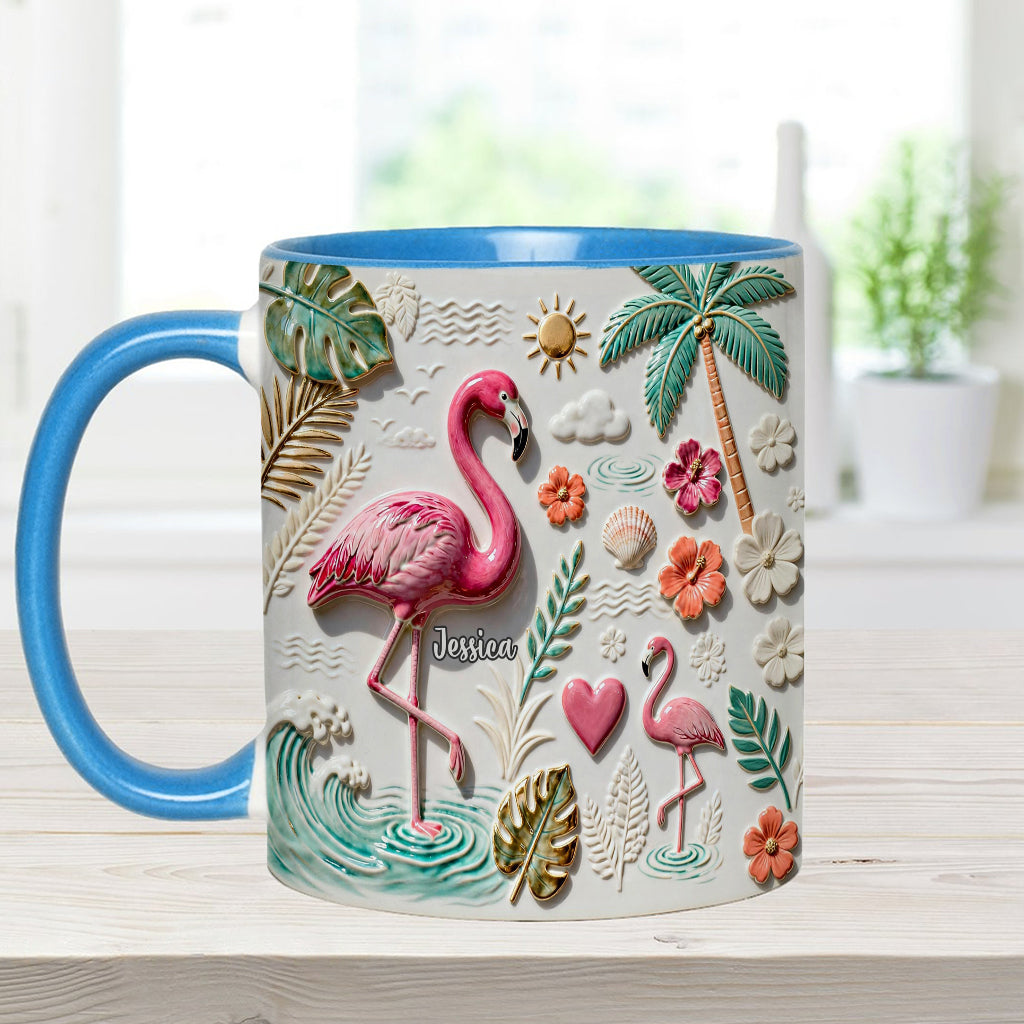 Love Flamingo - Personalized Flamingo Accent Mug & Coaster