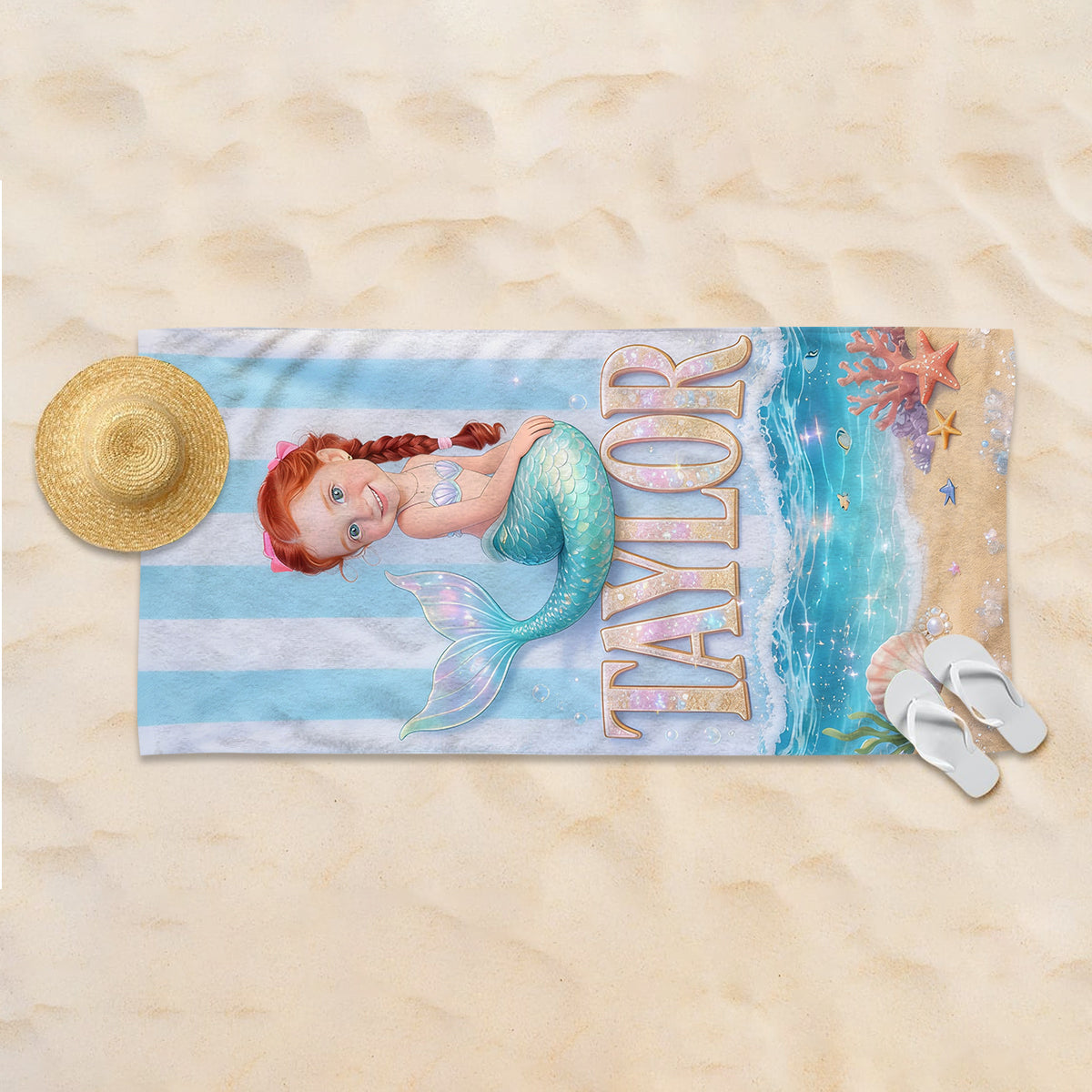 Mermaid Lover, Summer Vibes - Personalized Kid Quick-dry Beach Towel/ Bath Towel