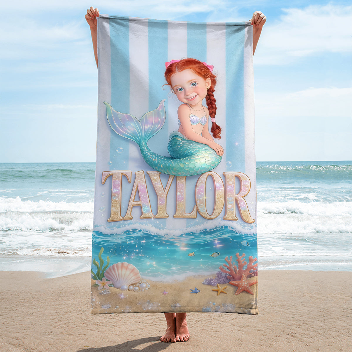 Mermaid Lover, Summer Vibes - Personalized Kid Quick-dry Beach Towel/ Bath Towel