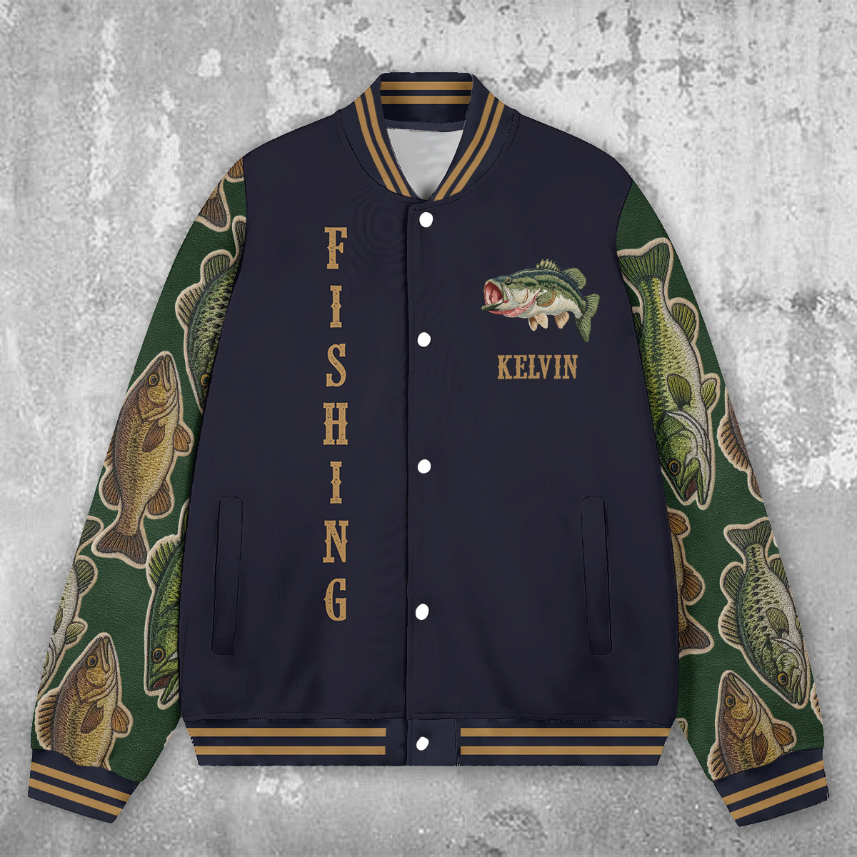 Love Fishing - Personalized Fishing Varsity Jacket