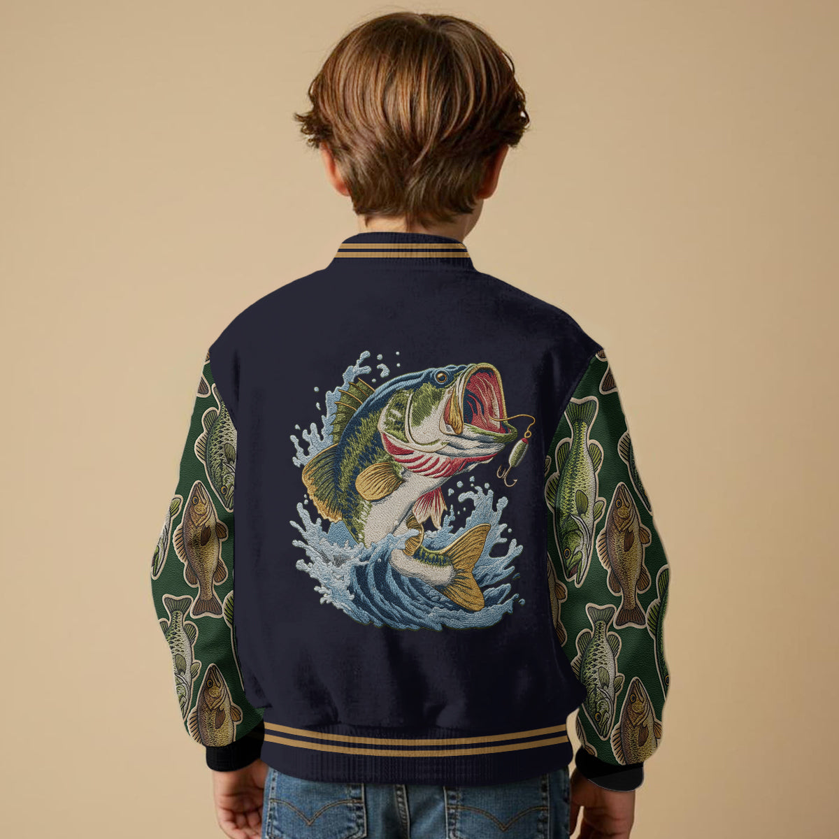 Love Fishing - Personalized Fishing Varsity Jacket