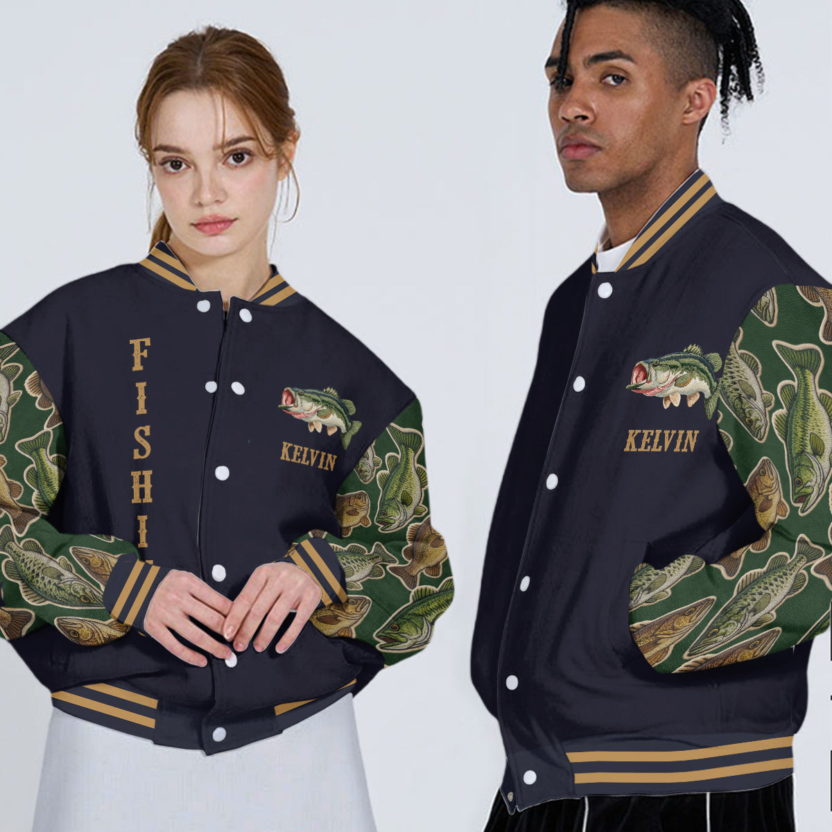 Love Fishing - Personalized Fishing Varsity Jacket