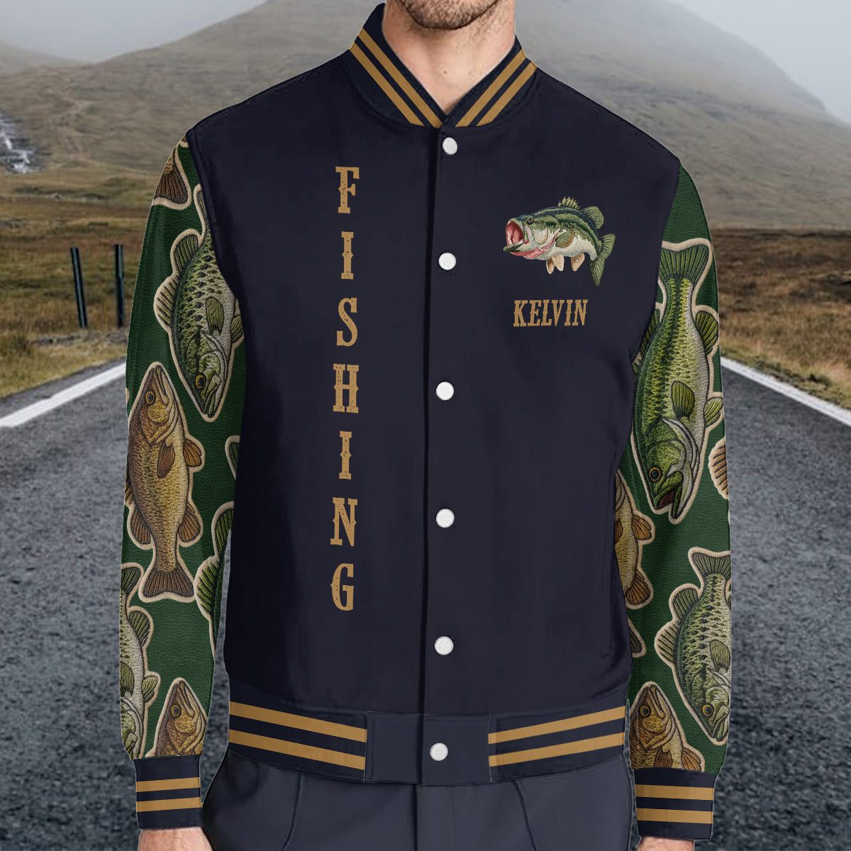 Love Fishing - Personalized Fishing Varsity Jacket