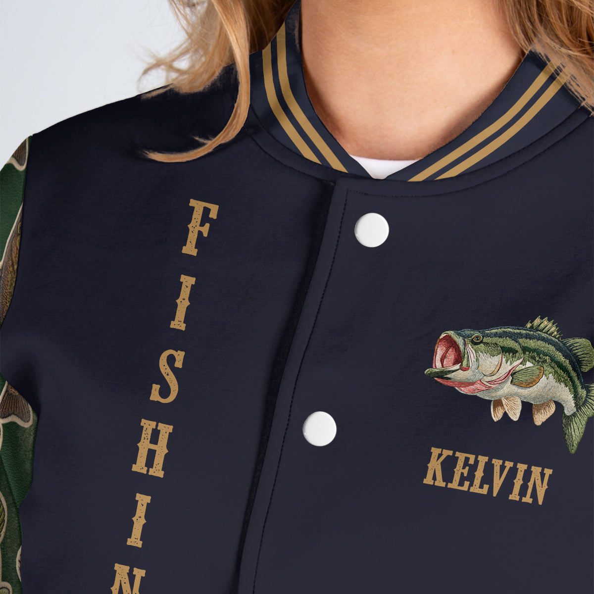 Love Fishing - Personalized Fishing Varsity Jacket