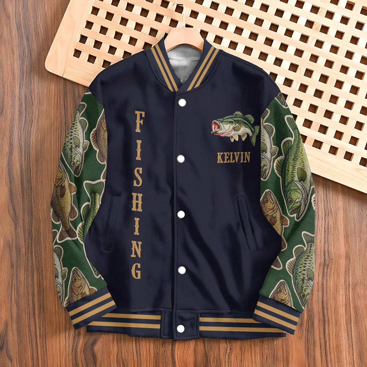 Love Fishing - Personalized Fishing Varsity Jacket