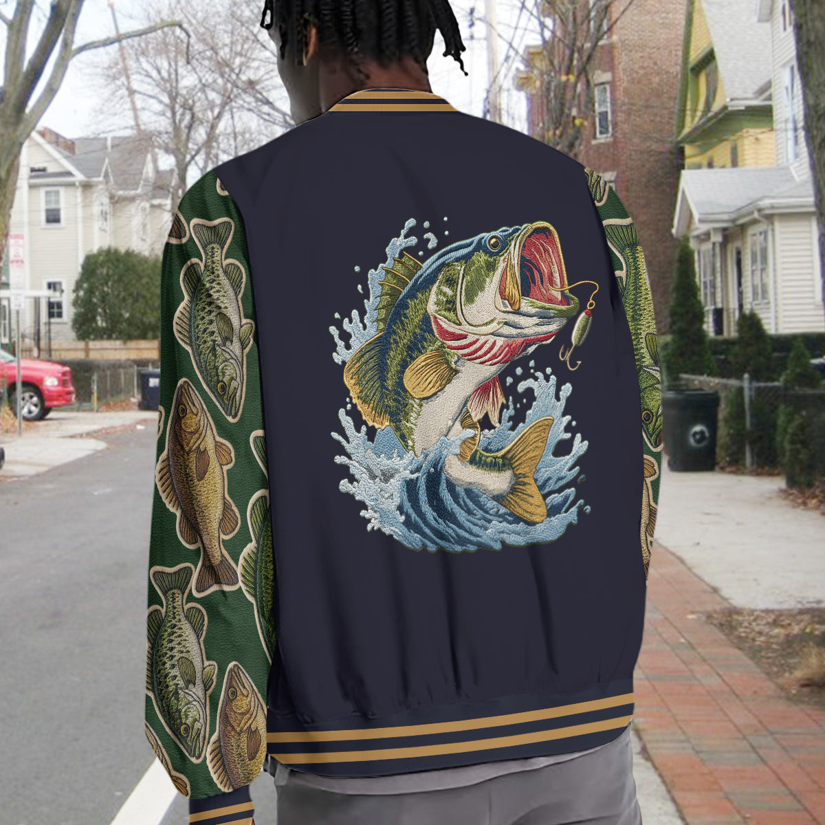 Love Fishing - Personalized Fishing Varsity Jacket
