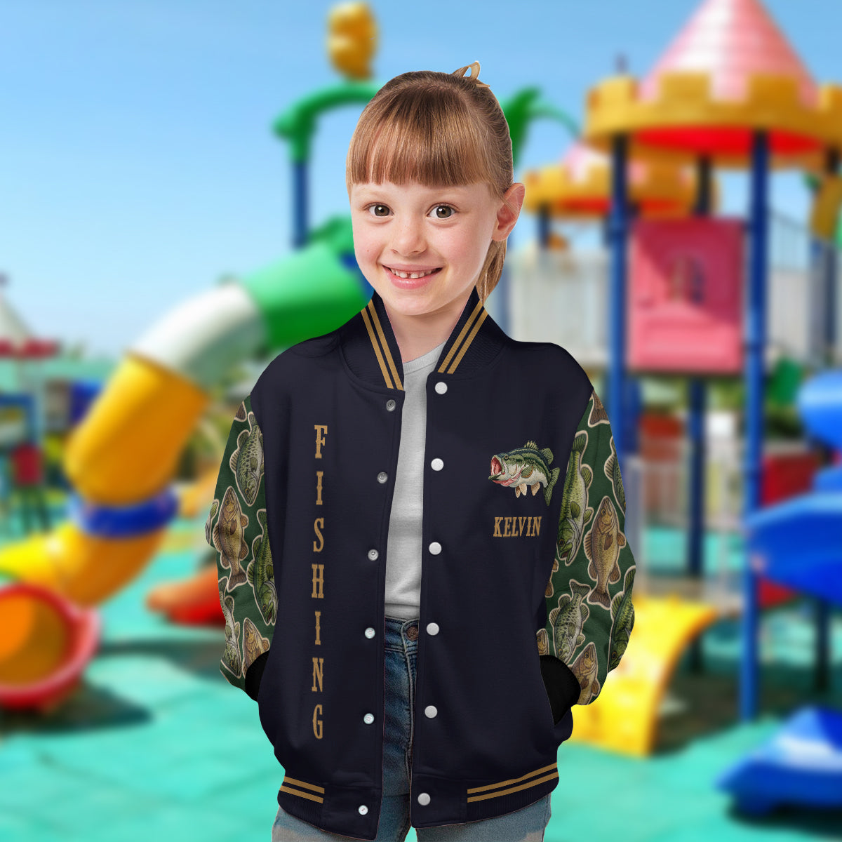 Love Fishing - Personalized Fishing Varsity Jacket