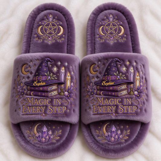 Magic In Every Step - Personalized Witch Open-Toe Slippers