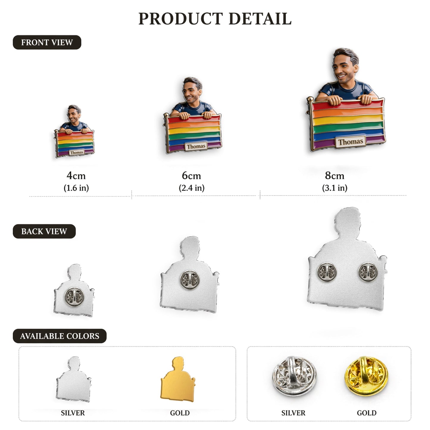 Proud Me - Personalized LGBT Support 3D Embossed Enamel Pin