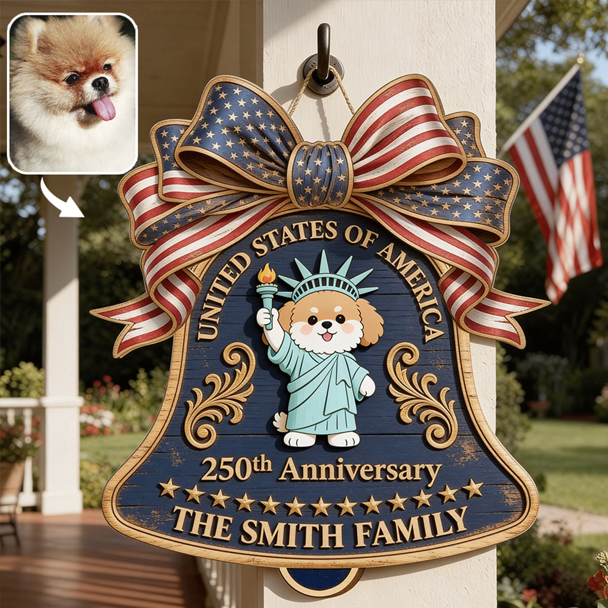 Pet Statue of Liberty - Personalized Dog 2 Layered Wood Sign / Wood Plaque