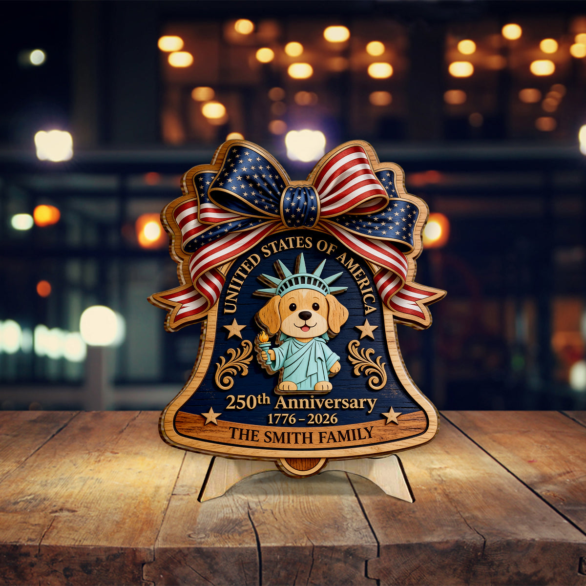 Pet Statue of Liberty - Personalized Dog 2 Layered Wood Sign / Wood Plaque