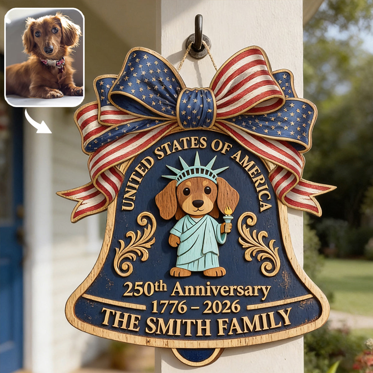 Pet Statue of Liberty - Personalized Dog 2 Layered Wood Sign / Wood Plaque