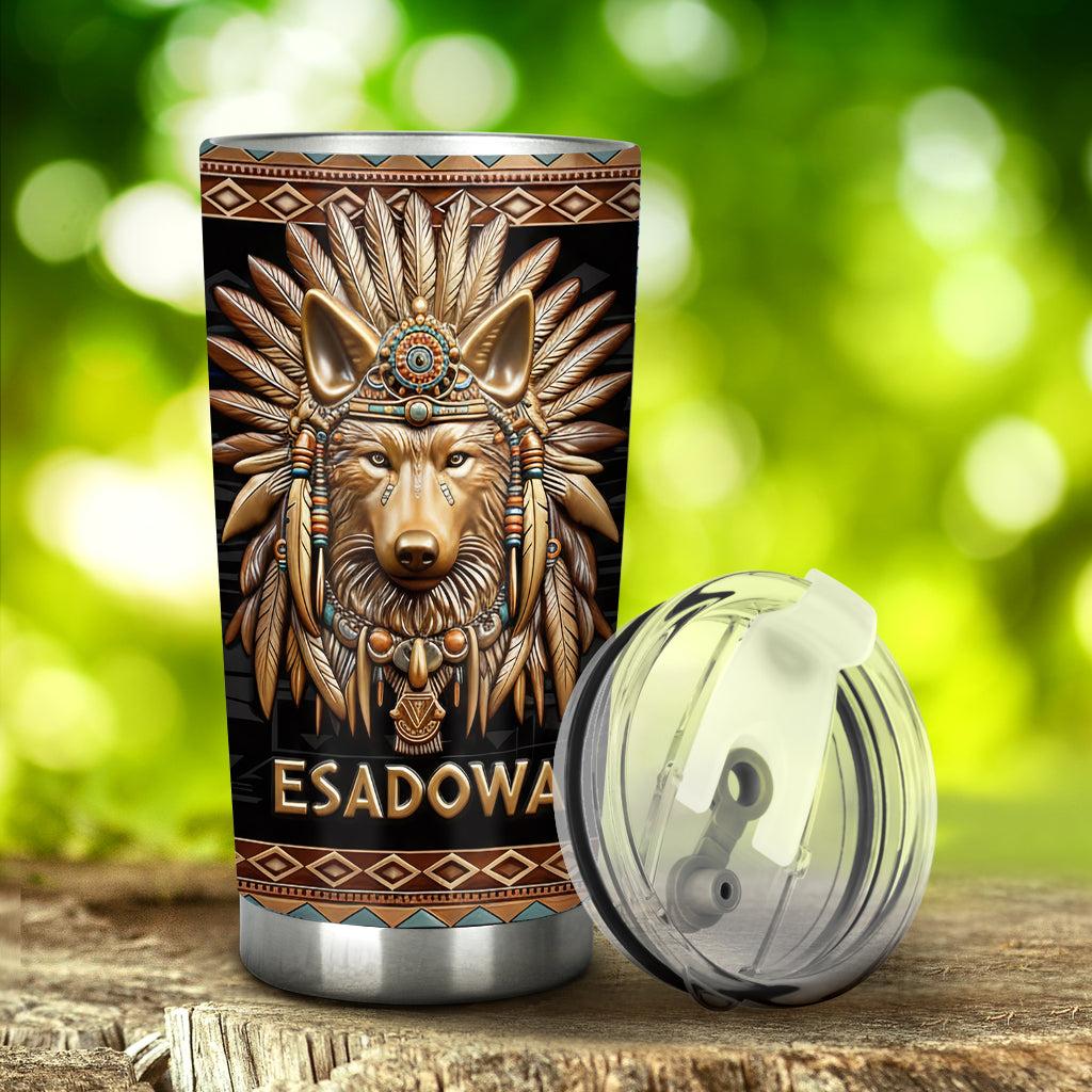 Native Pride, Native American Wolf - Personalized American Indian Tumbler