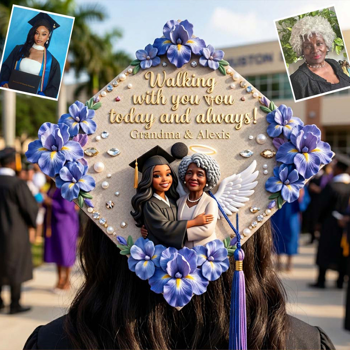 Walking With You Today And Always! - Personalized Graduation Cap Topper