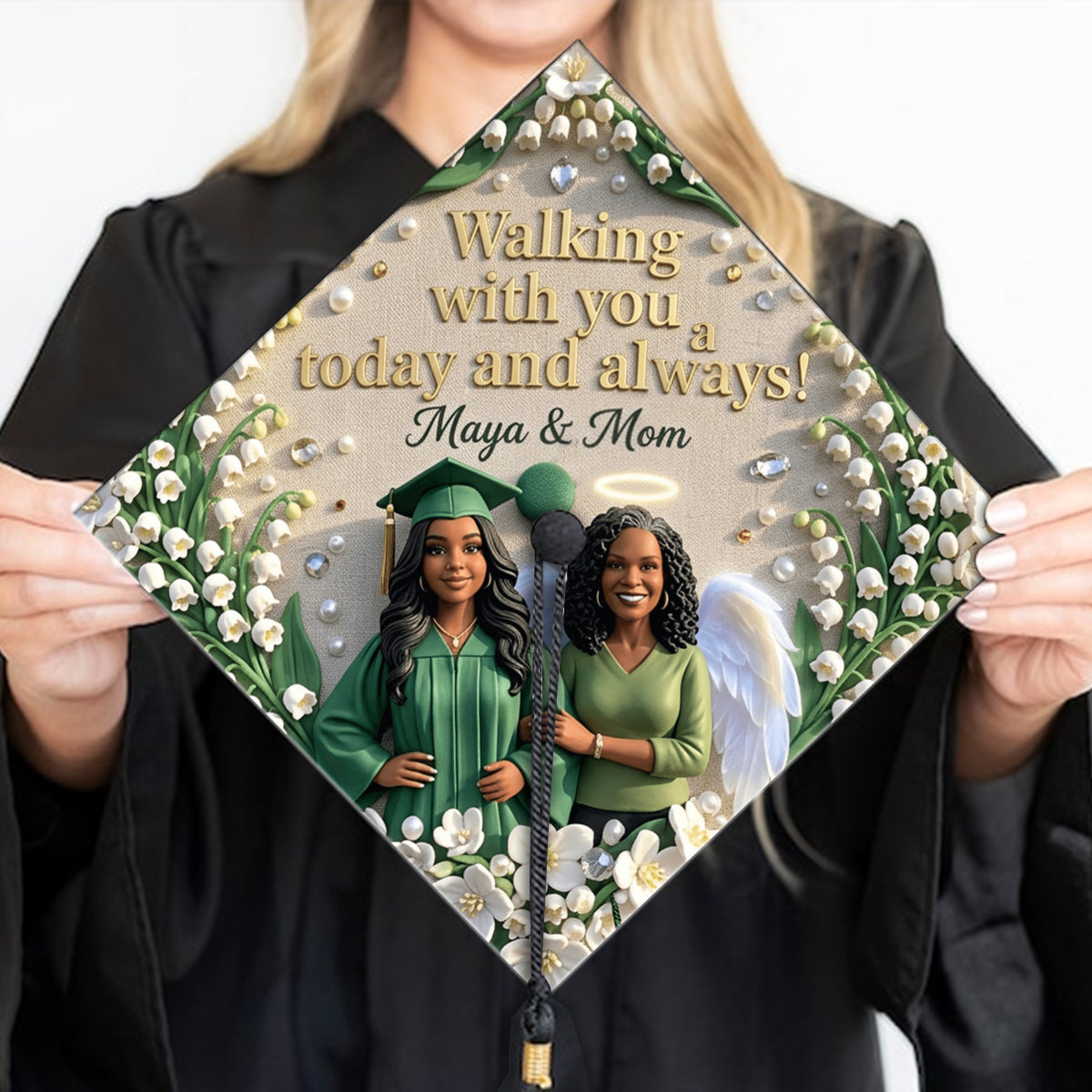 Walking With You Today And Always! - Personalized Graduation Cap Topper