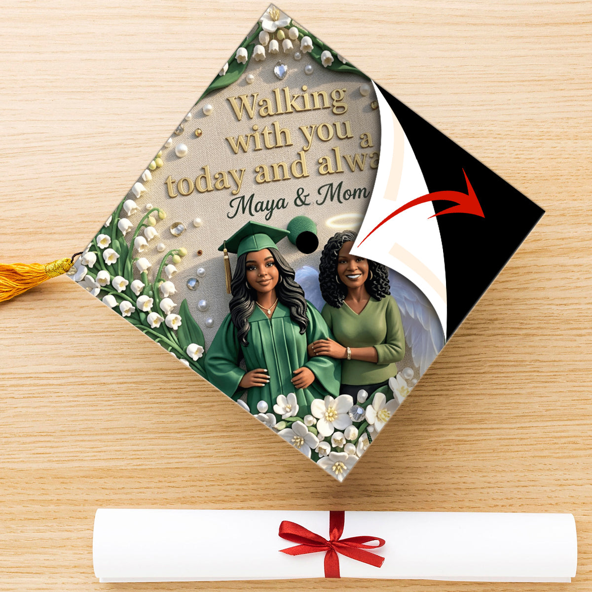 Walking With You Today And Always! - Personalized Graduation Cap Topper