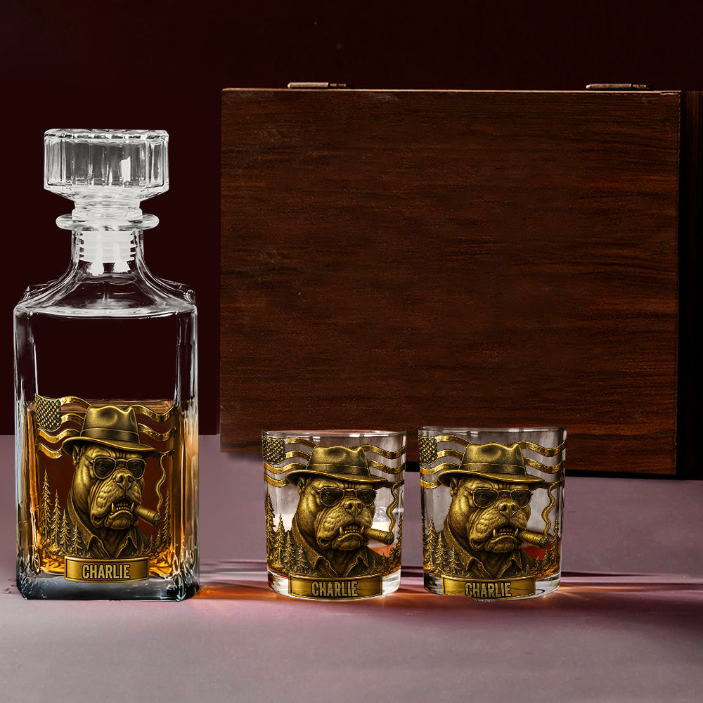 Mafia Pitbull - Personalized Pitbull Whiskey Decanter Set