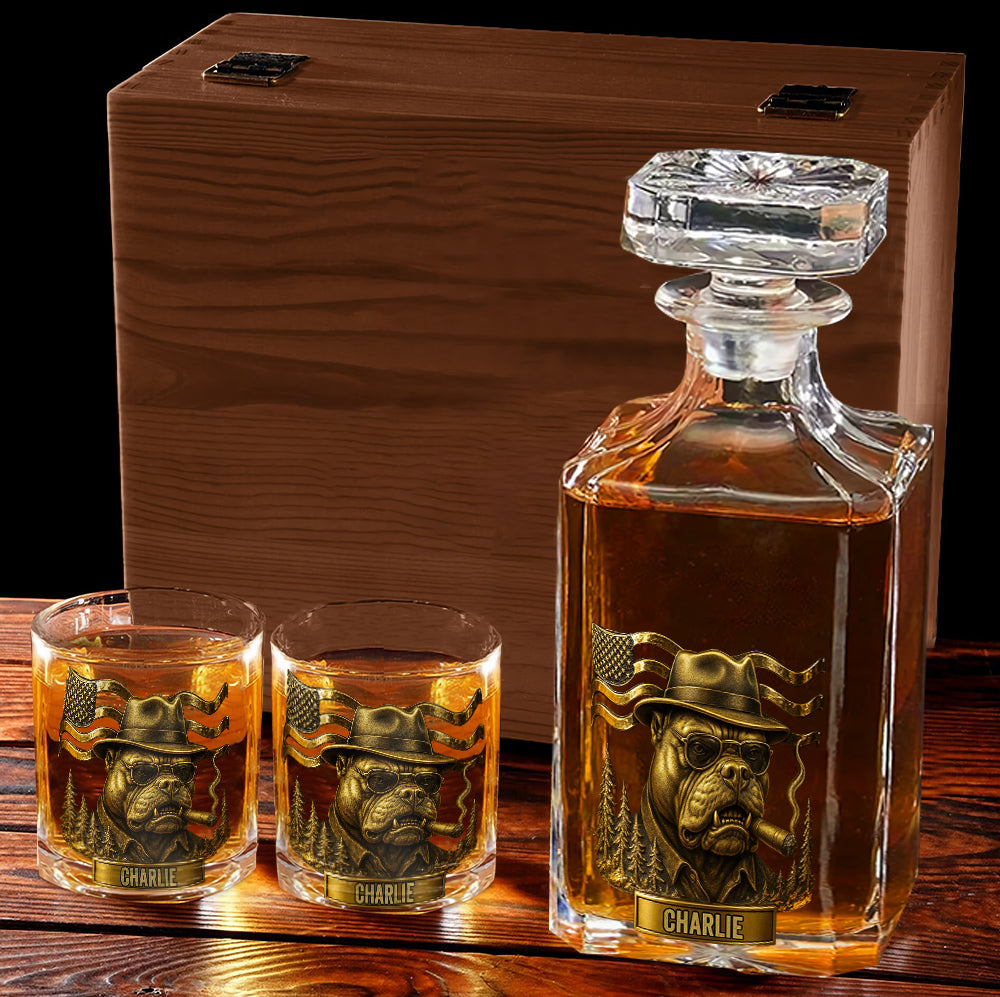 Mafia Pitbull - Personalized Pitbull Whiskey Decanter Set