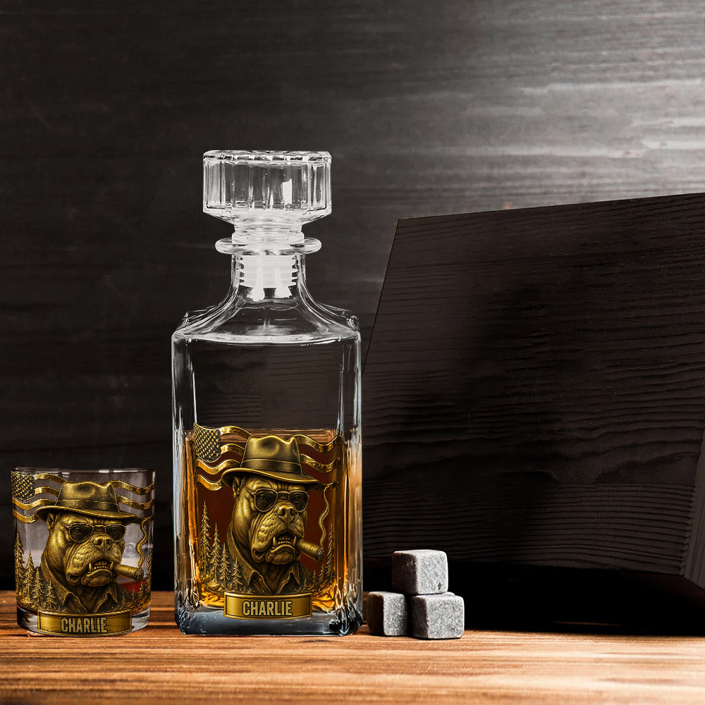 Mafia Pitbull - Personalized Pitbull Whiskey Decanter Set