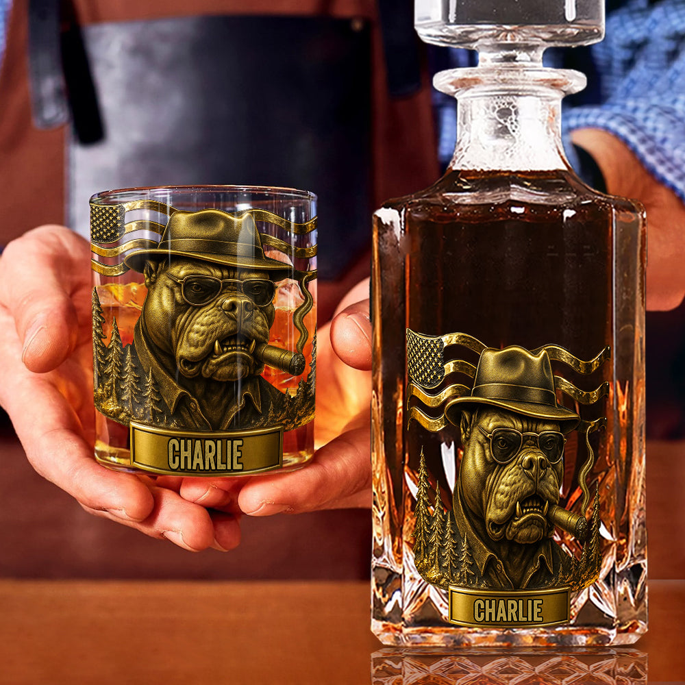 Mafia Pitbull - Personalized Pitbull Whiskey Decanter Set