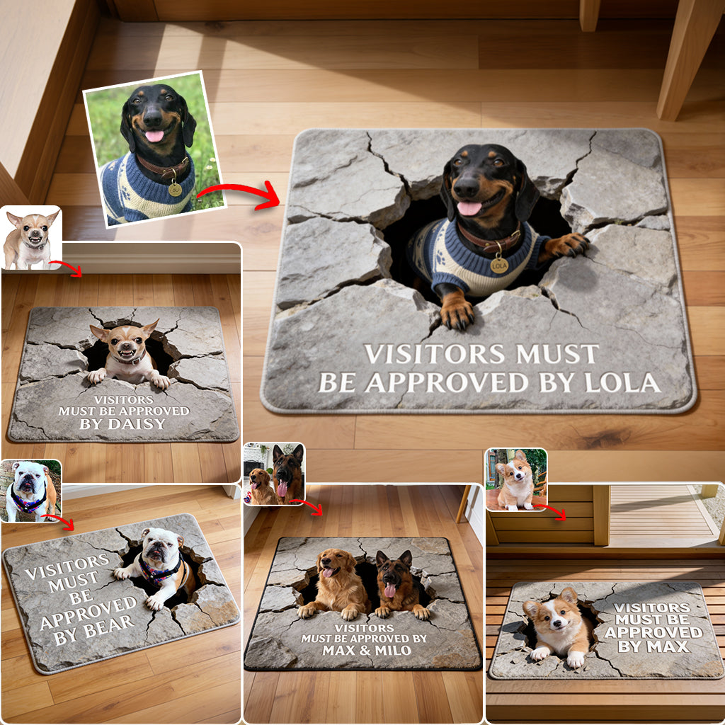 Visitors Must Be Approved - Personalized Dog Shaped Doormat/ Rug