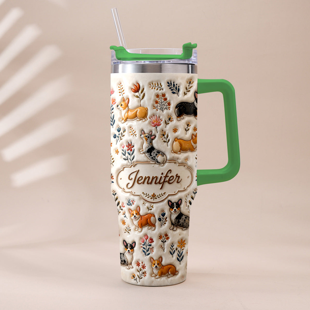 Vintage Dog - Personalized Dog Tumbler With Plush Charm