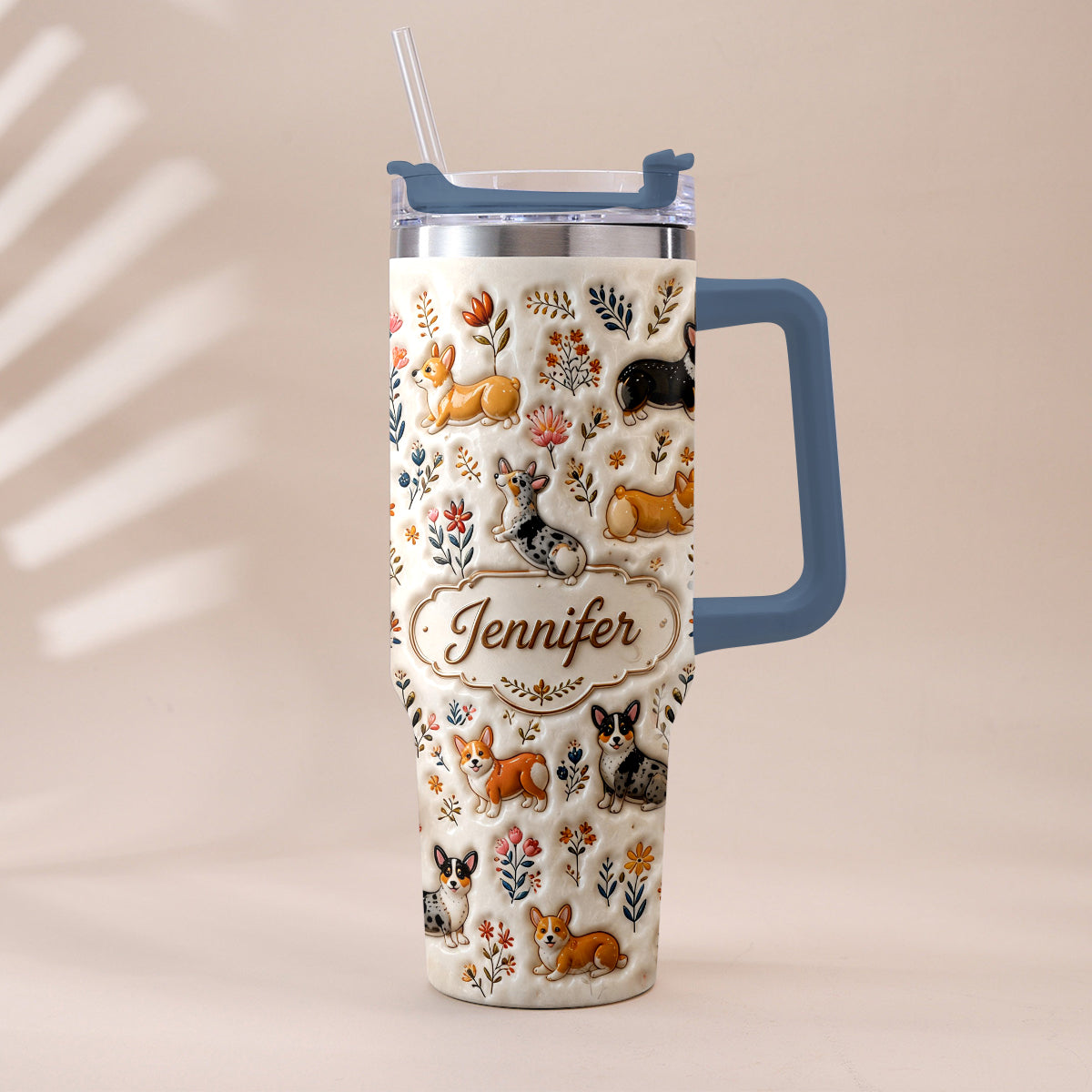 Vintage Dog - Personalized Dog Tumbler With Plush Charm