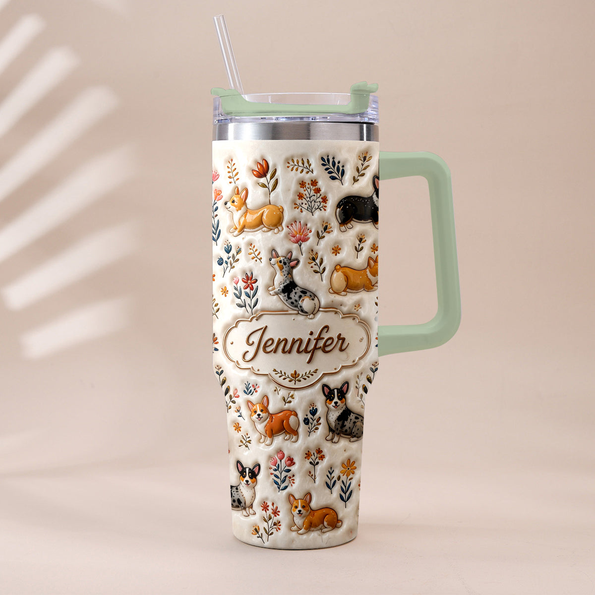 Vintage Dog - Personalized Dog Tumbler With Plush Charm