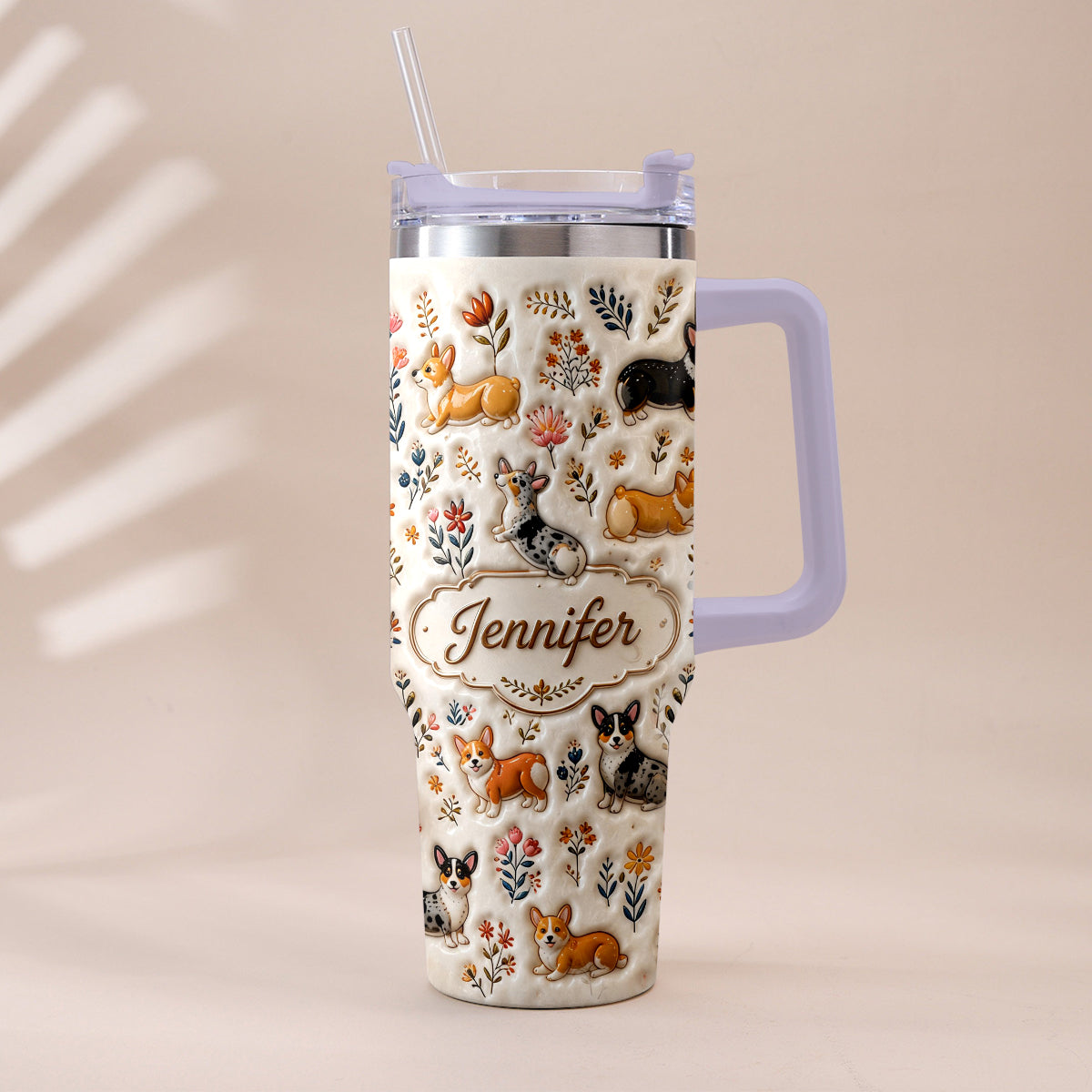 Vintage Dog - Personalized Dog Tumbler With Plush Charm