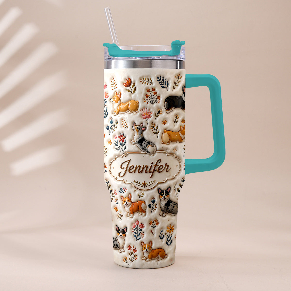 Vintage Dog - Personalized Dog Tumbler With Plush Charm